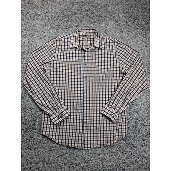 Express Other - Express Shirt Men Medium Black Orange Fitted Normcore Long Sleeve Preppy Casual